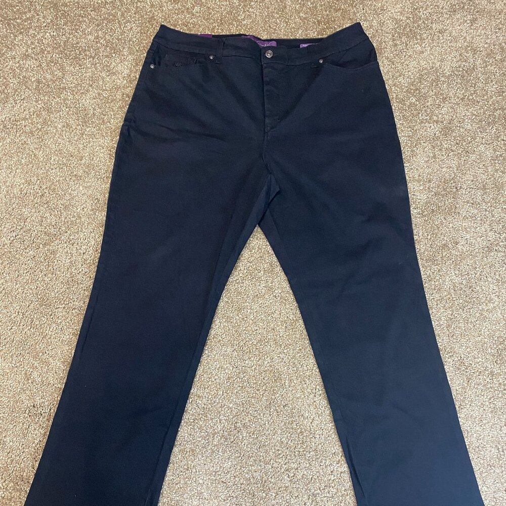 Gloria Vanderbilt Amanda 2.0 Pants Slimming Women Sz 18 Short Black High Rise